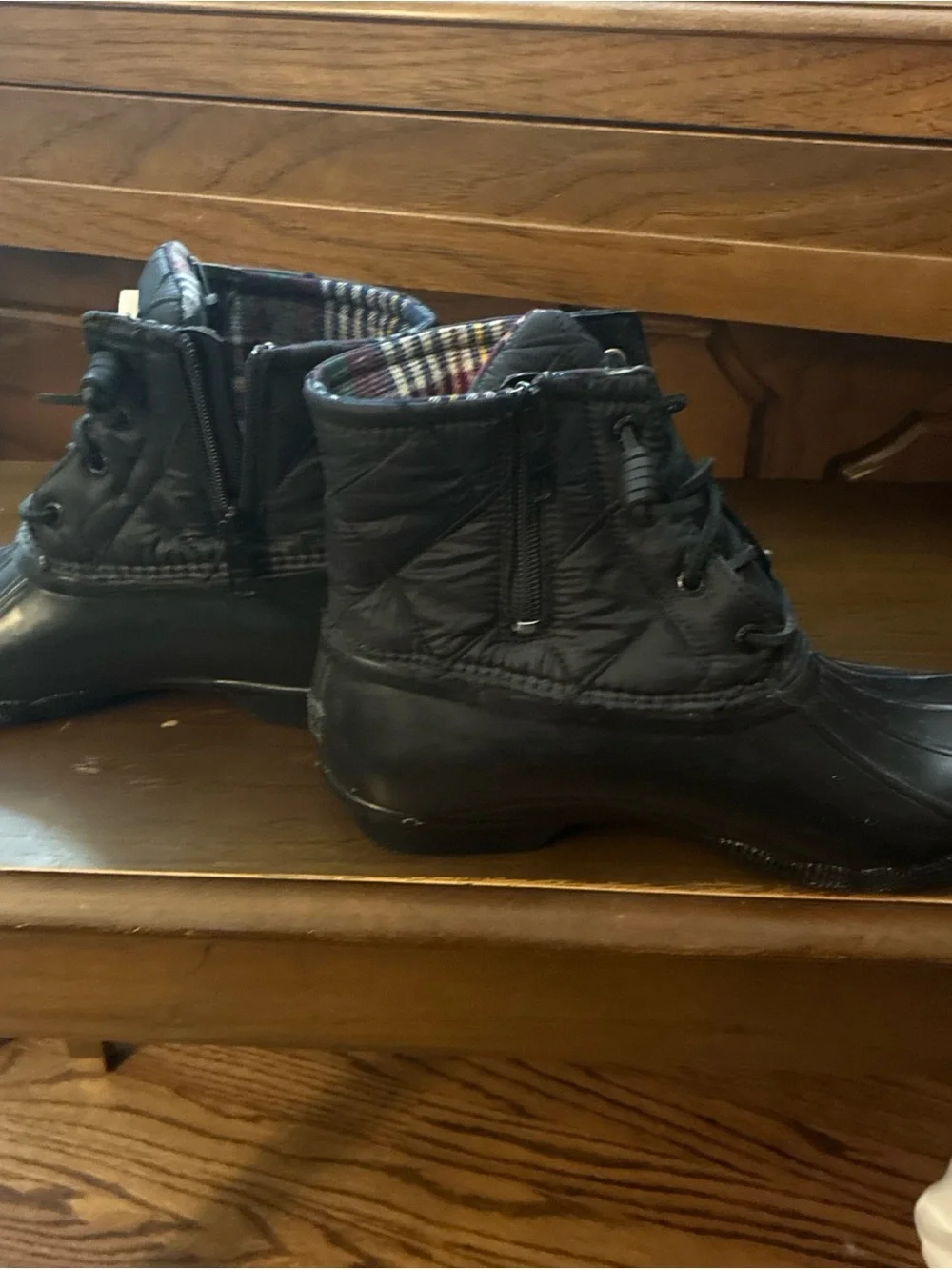 Sperry Women's Black Saltwater Nylon Quilted Rain Snow Duck Boots Size 10 -NEW